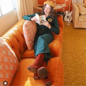 Miracle Eye Flower Power Jumpsuit in Evergreen vintage groovy 70s style